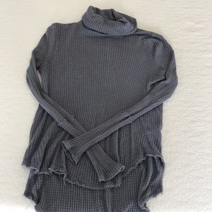 Waffle long sleeve turtleneck sweater